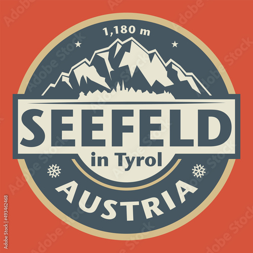 Emblem with the name of Seefeld in Tirol, Austria