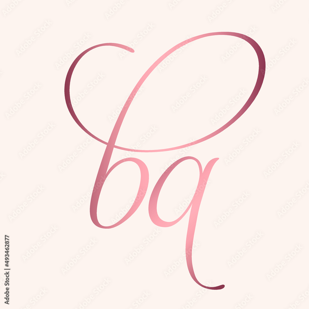 BA monogram logo.Calligraphic signature icon.Lowercase letter b and letter a.Lettering sign isolated on light fund.Wedding, fashion, beauty alphabet initials.Elegant, handwritten, luxury style.
