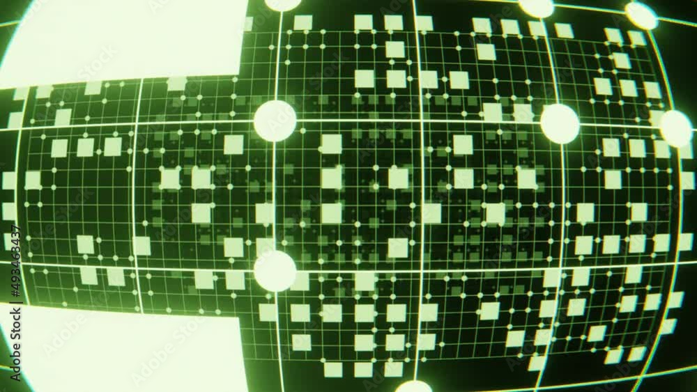 Green Grid with Dots and Quads Seamlessly Looped Technology Concept Background Green Grid with Dots and Quads Seamlessly Looped Technology Concept Background