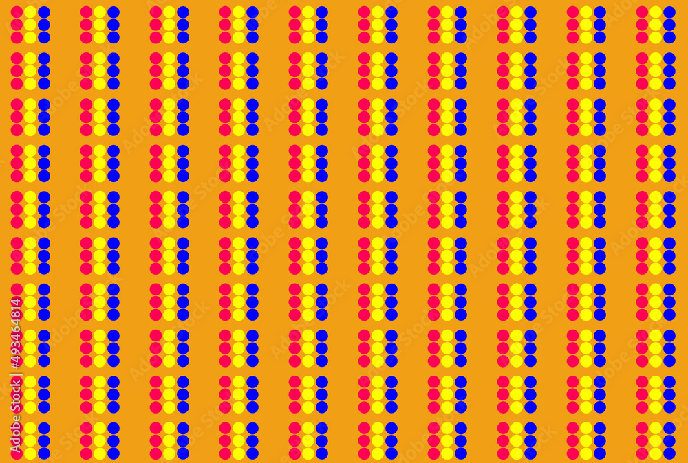 Three primary colors, red, yellow, blue, stacked against an orange background. Three primary colors, red, yellow, blue, stacked against an orange background.