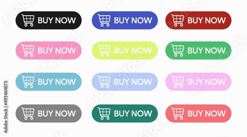 Buy Now Button Set. Vector isolated editable illustration set