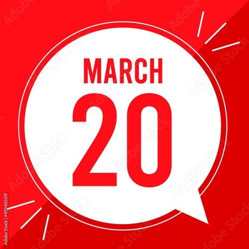 A vector illustration with text: March 20 st day.