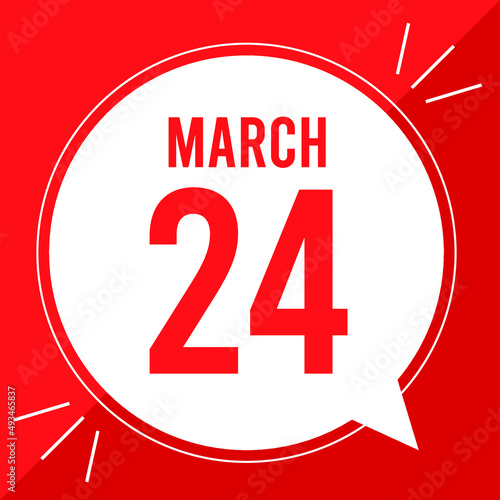 A vector illustration with text: March 24 st day.