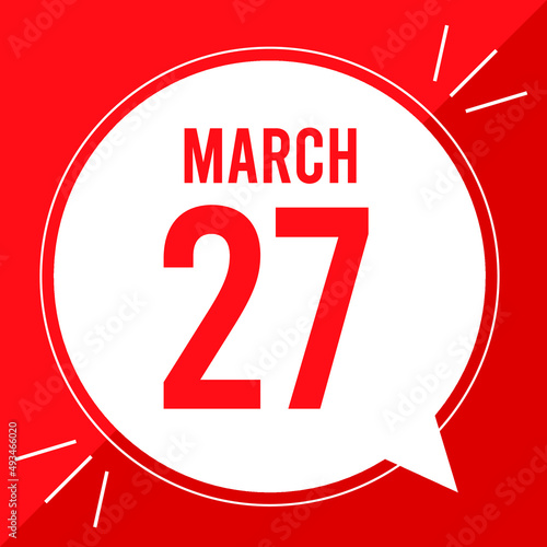 A vector illustration with text: March 27 st day.