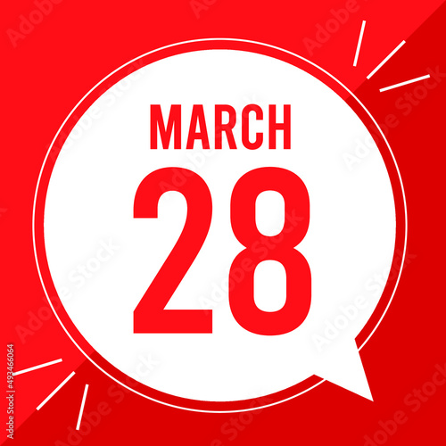 A vector illustration with text: March 28 st day.