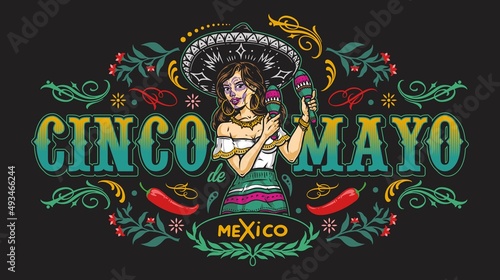 Woman with maracas horizontal banner