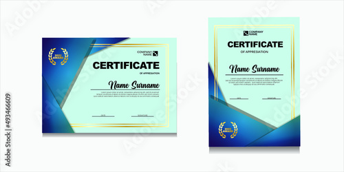 set of certificate blue elegant