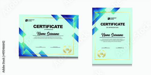 set of certificate blue elegant