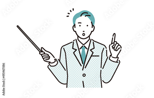 指し棒を持つビジネスパーソン男性