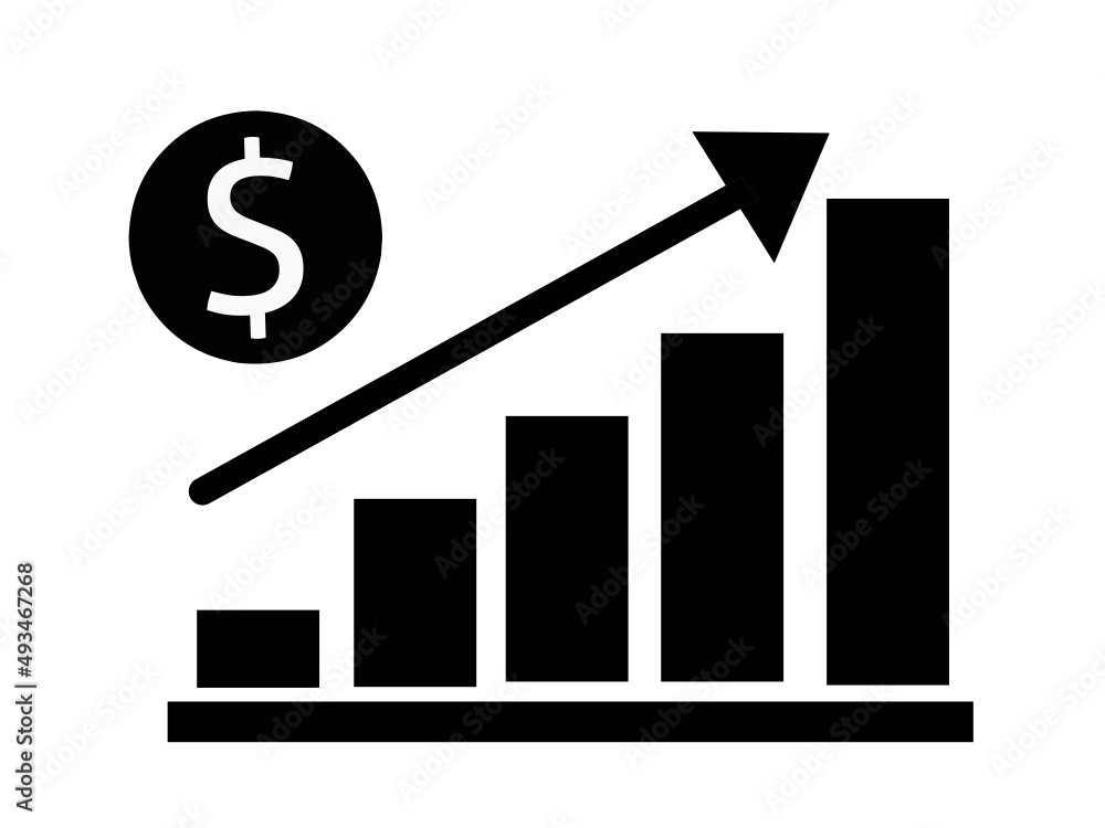 business graph with arrow.money growth increase icon vector business graph with arrow.money growth increase icon vector