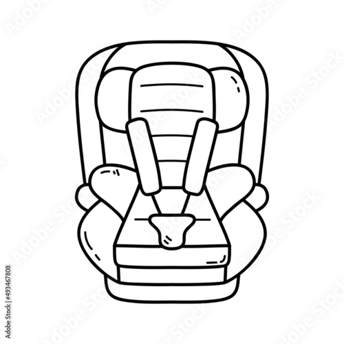 vector Coloring page with doodle  car seat