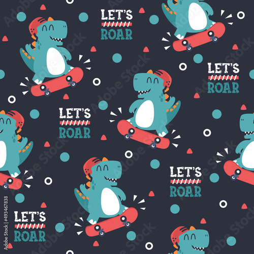Dinosaur play skateboard cartoon pattern designs