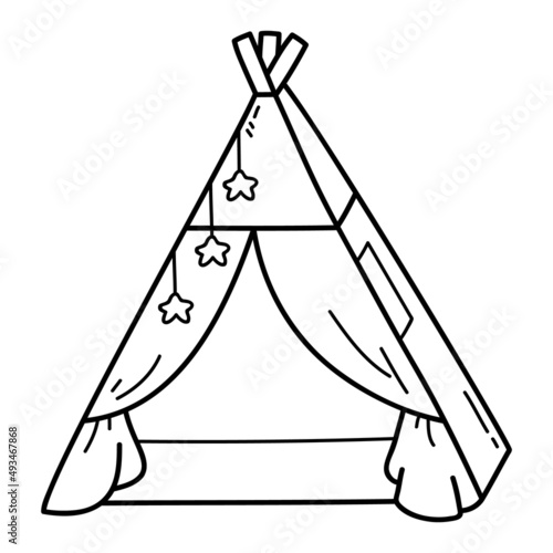 vector Coloring page with doodle  tepee