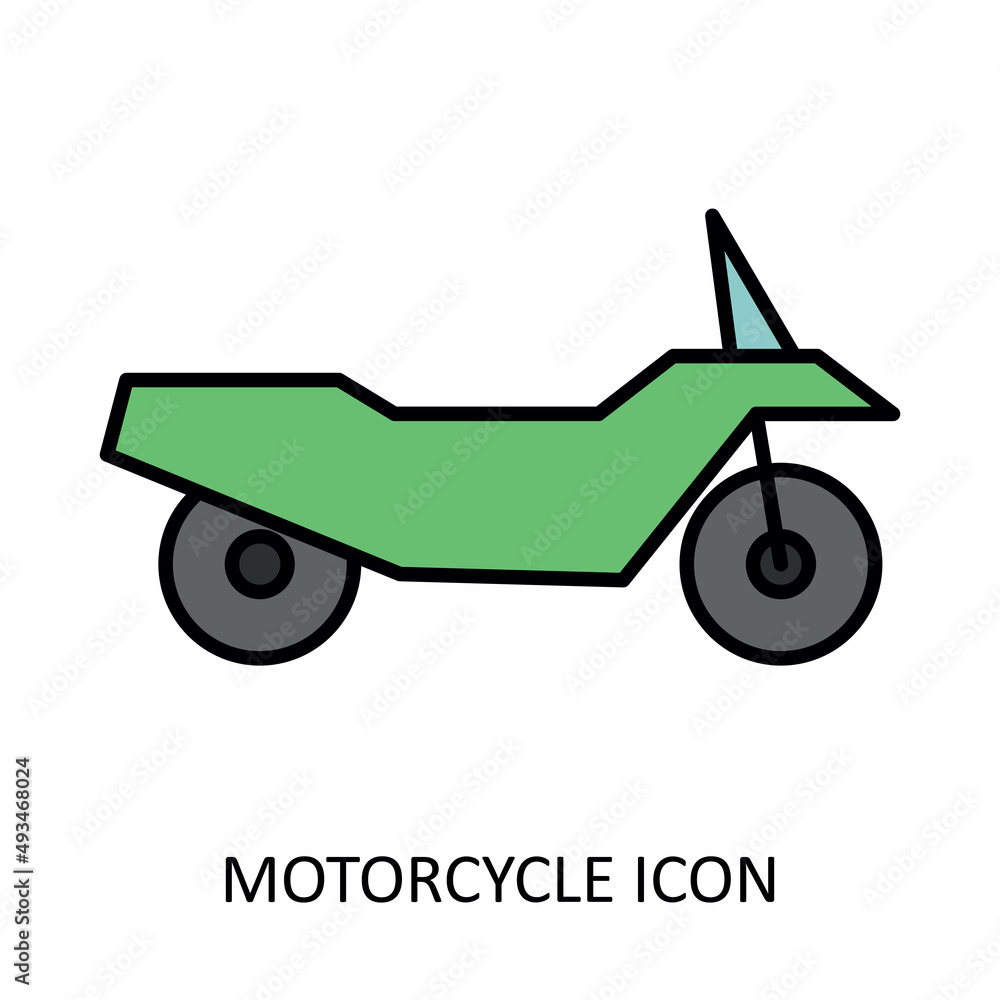 Vector illustration with motorcycle icon. Outline drawing Vector illustration with motorcycle icon. Outline drawing