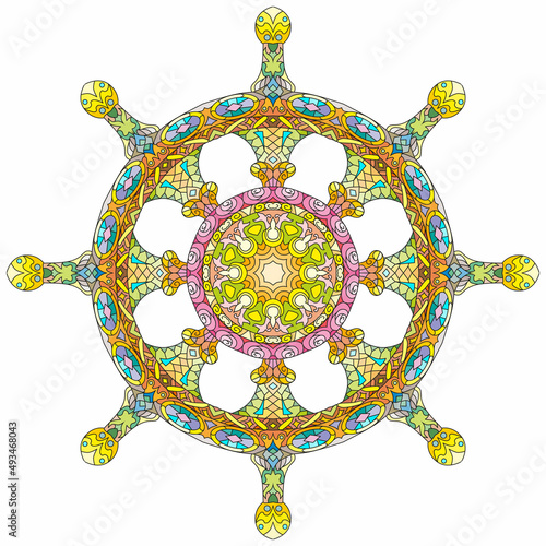 Wheel the symbol of buddhism vector illustration