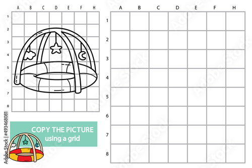 vector illustration of grid copy picture educational puzzle game with doodle development mat
