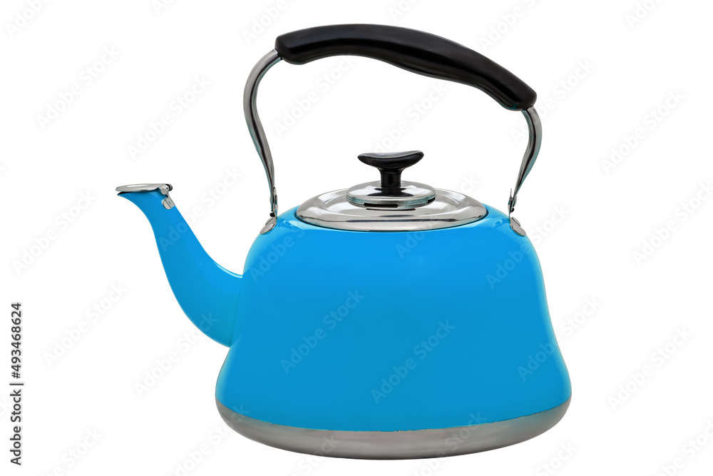 Blue metal teapot isolated on white background Blue metal teapot isolated on white background