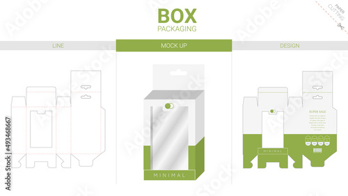 Vászonkép Box packaging and mockup die cut template