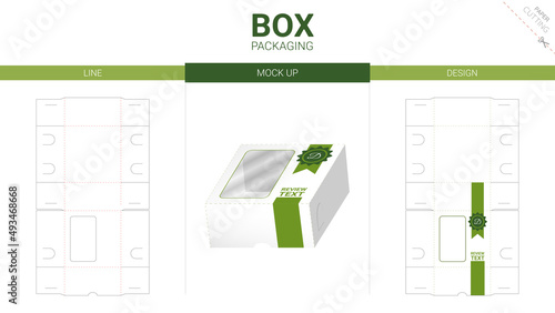 Box packaging and mockup die cut template