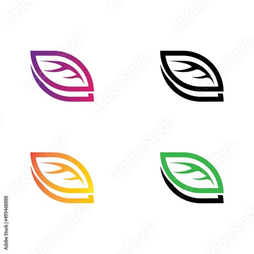 Leaf vector logo template icon set