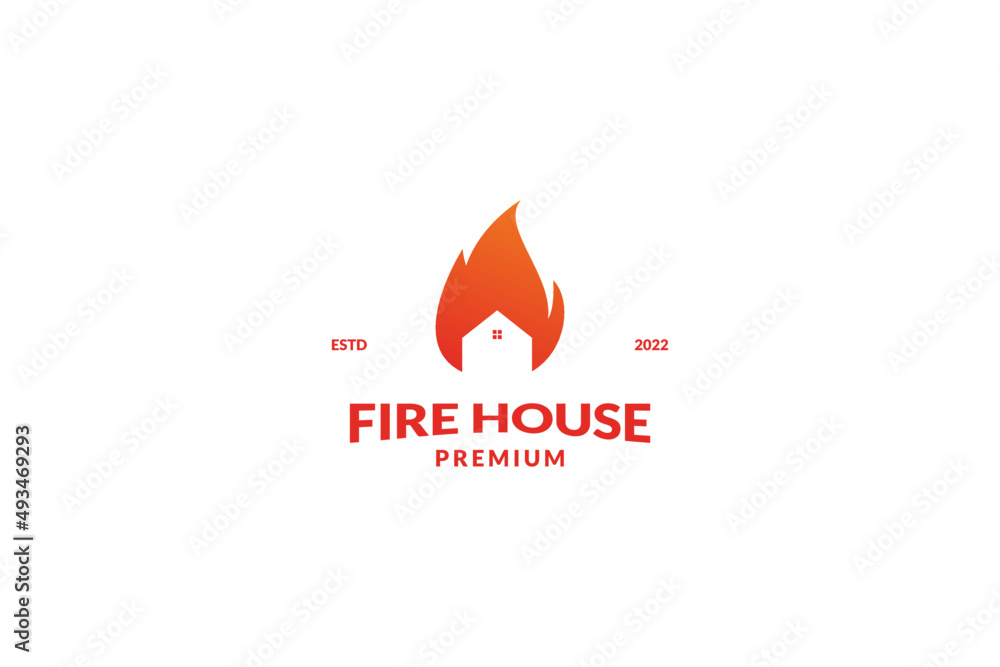 Flat fire house logo design vector template Flat fire house logo design vector template