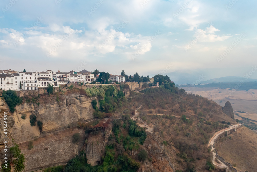 Obraz premium Ronda is located on a deep gorge where the river Tagus passes. Malaga. Andalusia. Spain. Europe. 