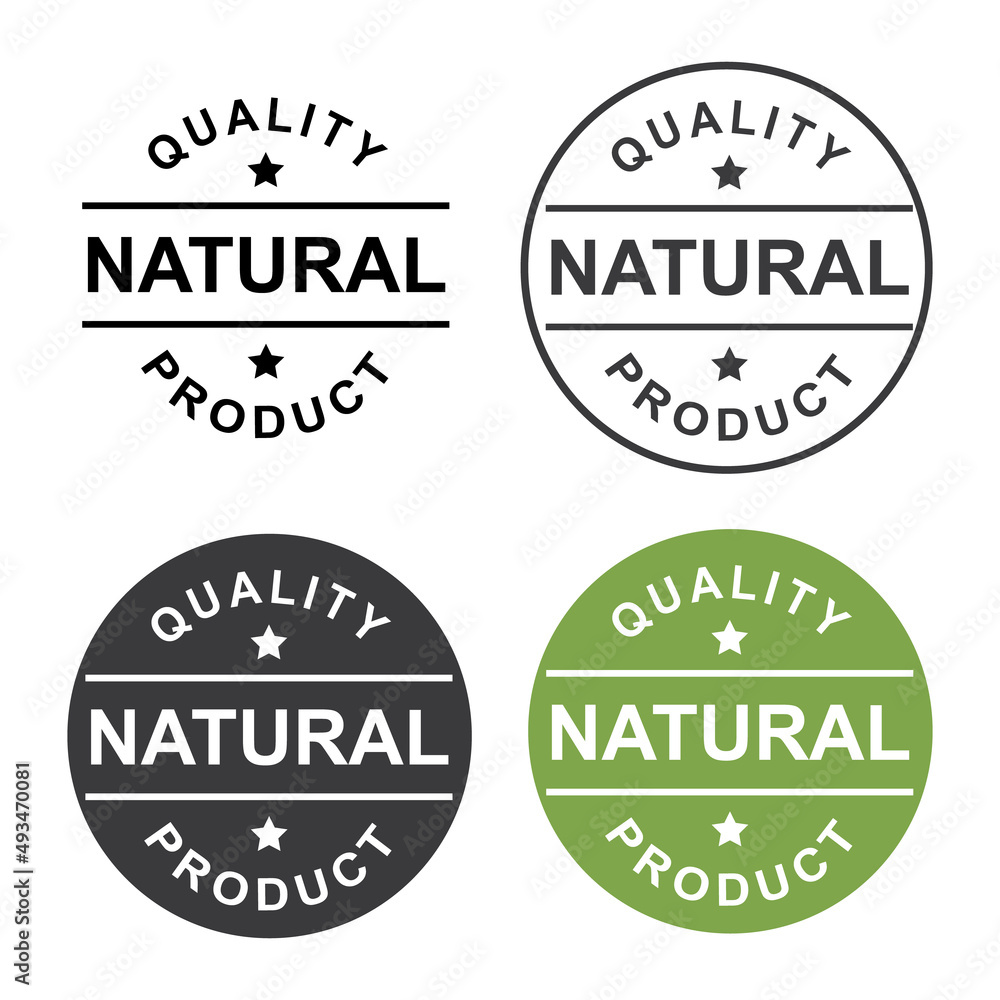 Natural product label in four different variants.