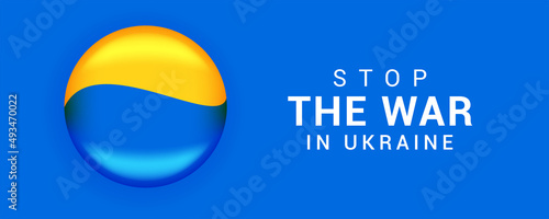 Stop the war in Ukraine flag blue yellow banner against praying concept ukraine