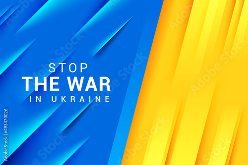 Stop the war in Ukraine flag blue yellow banner against praying concept ukraine