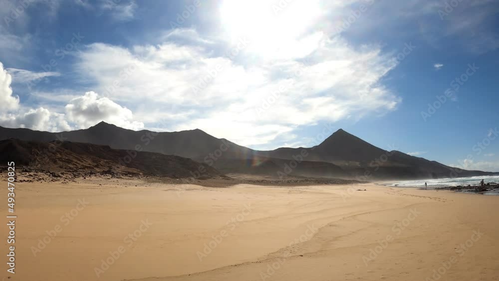 Running on Roque del moro beach, Fuerteventura. Empty beach shot Running on Roque del moro beach, Fuerteventura. Empty beach shot