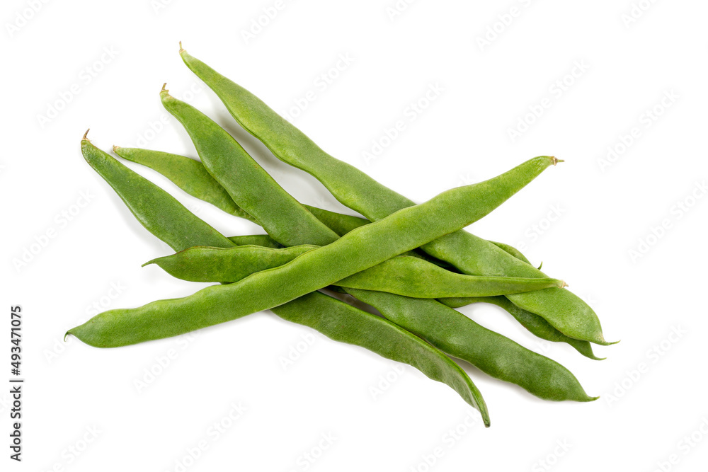 fresh handful Flat beans isolated on white background. fresh handful Flat beans isolated on white background.