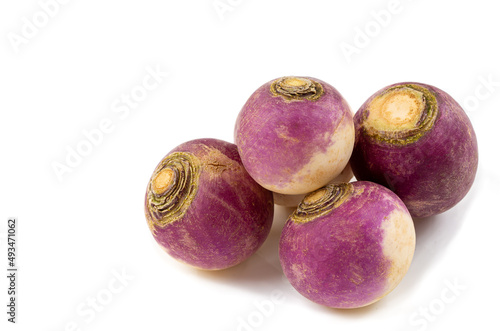 Картината върху платно Fresh red turnip on white background- garden vegetable