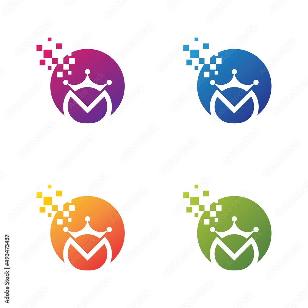 Letter M and crown logo icon set Stock Vector | Adobe Stock