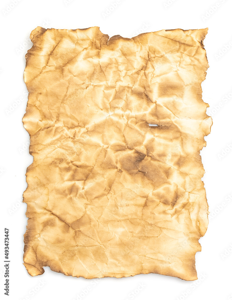 old crumpled and charred sheet of paper old crumpled and charred sheet of paper