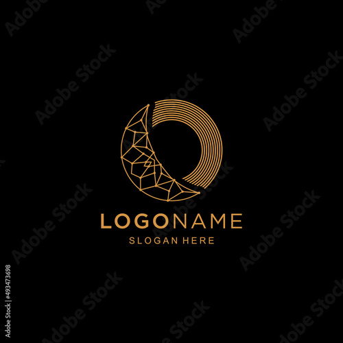 moon geometric logo design template elements