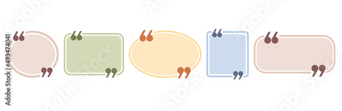 Quote frame set. Bubble quotes, comments, message borders, speech bubbles templates. Vector flat illustration