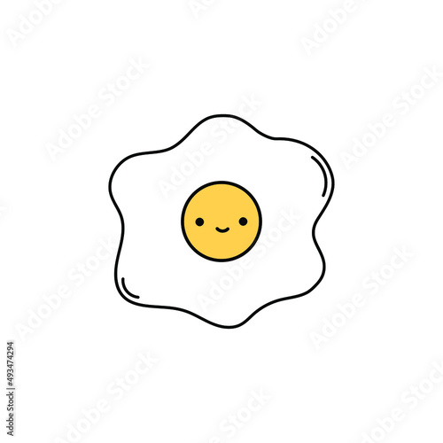Cute omelette vector doodle illustration