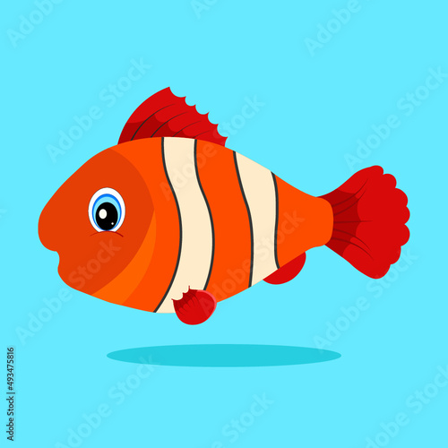 Cute fish cartoon vector icon illustration,  flat cartoon style
