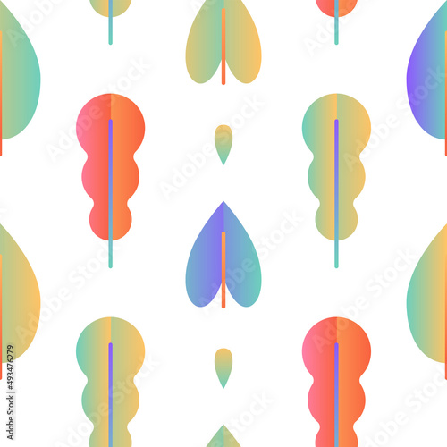 Seamless geometric pattern of autumn leaves. Vector gradient spring and summer leaves. Natural botanial repeat ornament. Surface pattern for textile, notebook cover, merchandise. photo