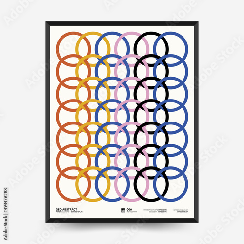 Abstract art posters for an art exhibition. Vector template with primitive shapes elements, modern hipster style. Illustrations of simple shapes, line, circle.