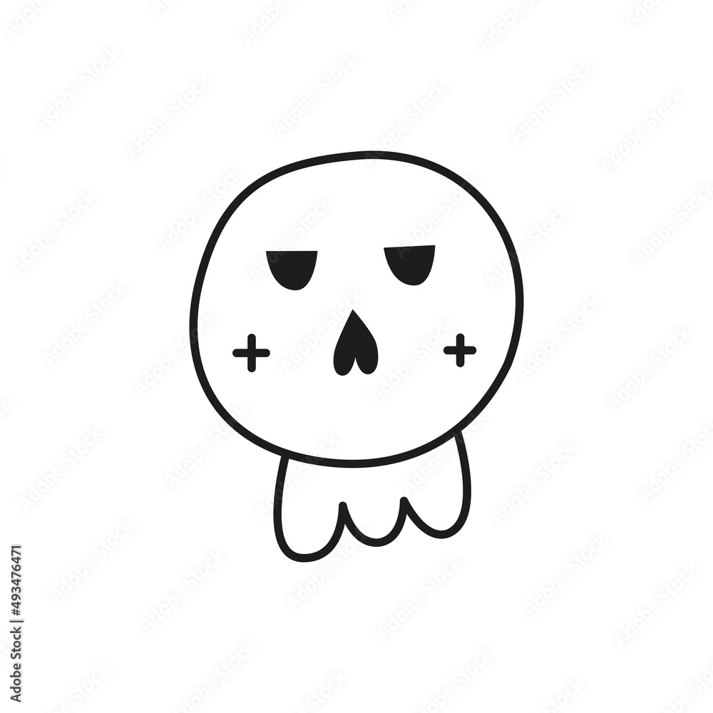 Fototapeta premium Doodle outline scull icon.