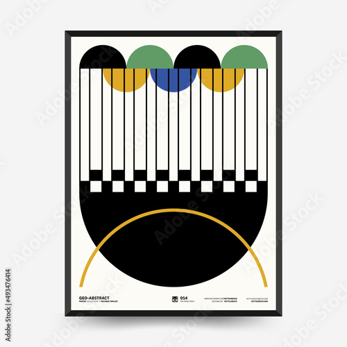Abstract art posters for an art exhibition. Vector template with primitive shapes elements, modern hipster style. Illustrations of simple shapes, line, circle.