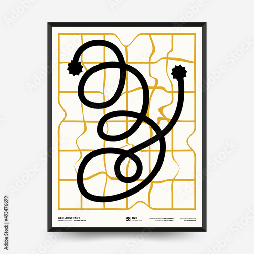 Abstract art posters for an art exhibition. Vector template with primitive shapes elements, modern hipster style. Illustrations of simple shapes, line, circle.
