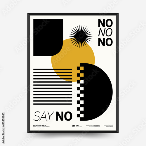 Abstract art posters for an art exhibition. Vector template with primitive shapes elements, modern hipster style. Illustrations of simple shapes, line, circle.