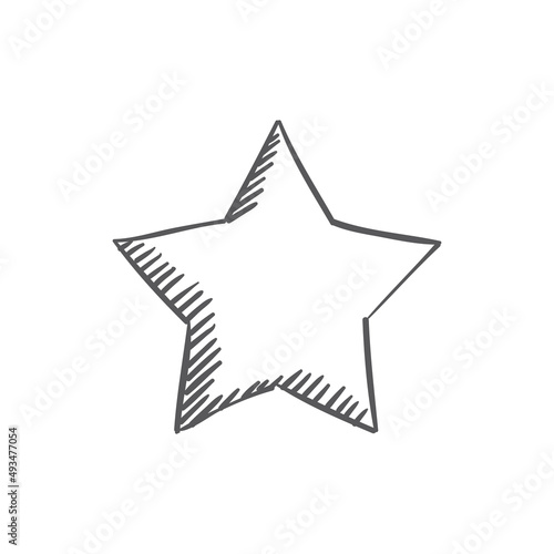 Star doodle, hand drawn icon.