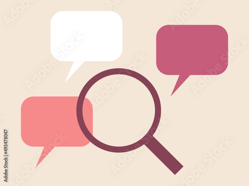Content management system. Information source and content evaluation graphic. Searching process. Vector. Different opinions verify.