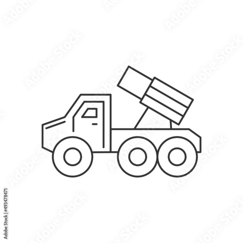 Fighting vehicle bm21 line icon. Editable stroke