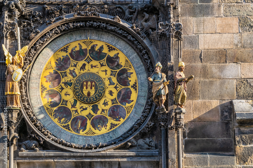 Prague Czech Republic - June 28, 2015: Prague Czech Republic, Astronomical Clock Tower at Prague old town square, Czechia