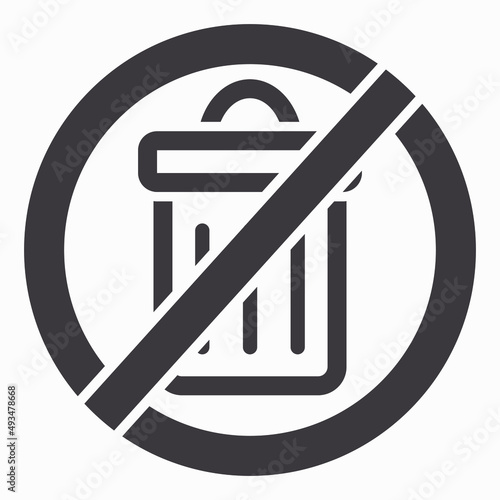 Shopping cart isolated minimal single flat linear icon for application and info-graphic. Do not litter. Garbage ban. Keep clean. No trash. Do not use an urn.