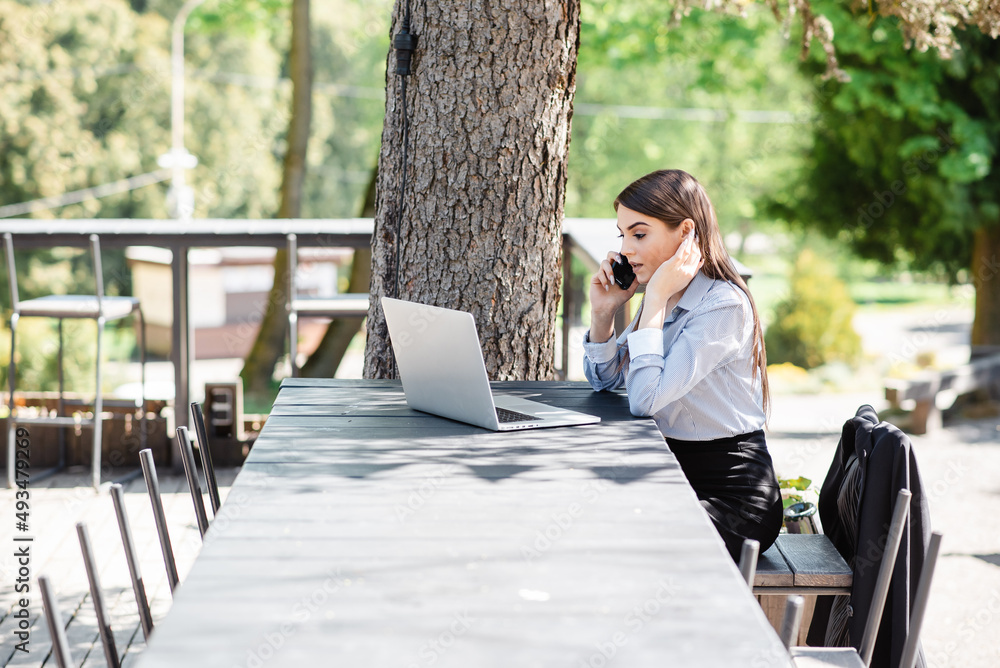 European businesswoman working outdoors European businesswoman working outdoors